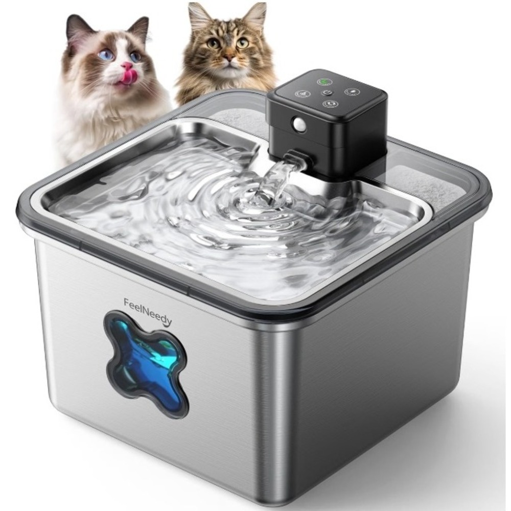FeelNeedy Smart Pet Water Fountain FN-W17 Cordless Stainless Steel 3.2L Pump